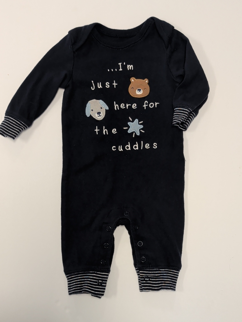 Carter's Navy Long-Sleeve Footie with Animal Appliqués